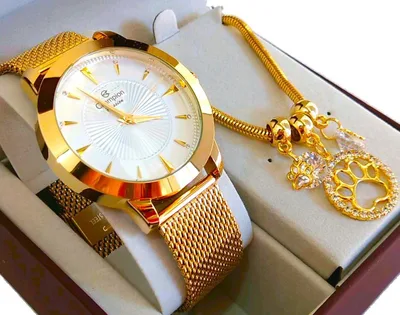 Relógio Feminino Champion Original Dourado Grande A Prova Dágua 50 Metros Com NF CN29258X