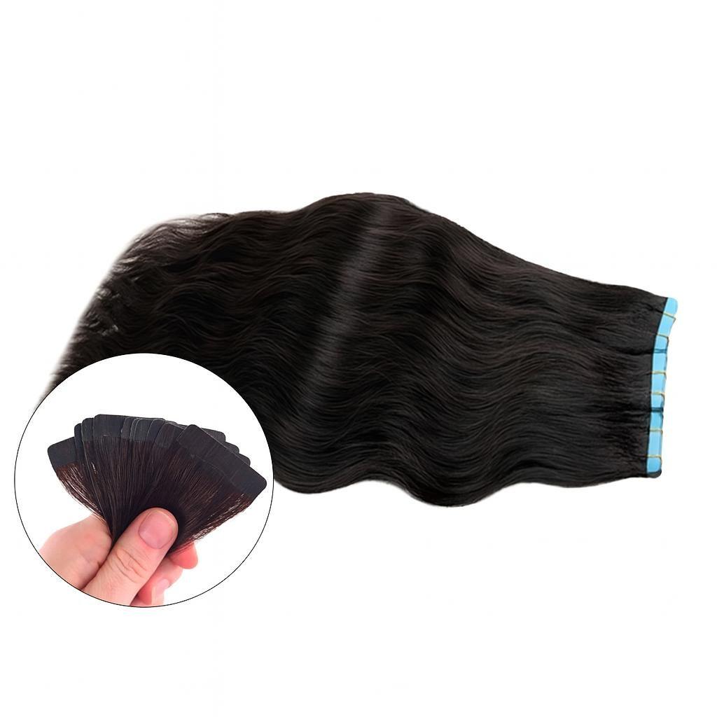 Mega Hair Fita Adesiva Castanho ondulado 60cm 10 Peças - cabelo humano