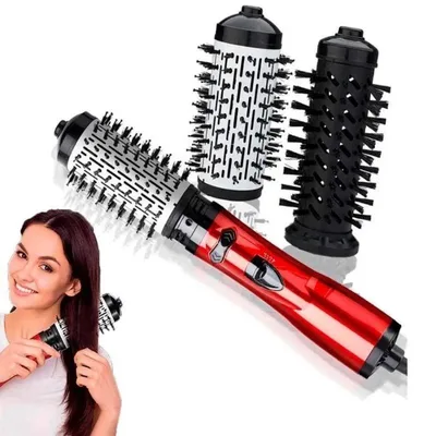 Escova Rotativa 4 Em 1 Escova Secadora Tira O Frizz Cor Vermelha 110v Seca Modela Alisa Da Volume Giro 360 Graus