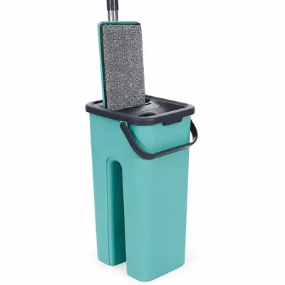 Mop Rodo Com Balde Esfregão Flat Lava E Seca De Microfibra Multiuso limpeza - Prime
