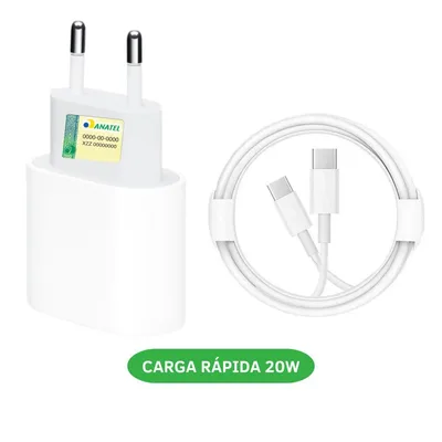 Carregador Turbo Fonte 20w Usb-c+ Cabo Tipo-c Compatível com iphone 15 15 pro 15 plus - agold