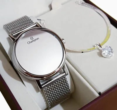 Relógio Feminino Champion Prata Digital Espelhado A Prova Dágua Original NF Pulseira CH40179S