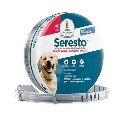 Coleira Antipulgas Seresto Cães acima de 8 kg - 8 meses de proteção - Elanco