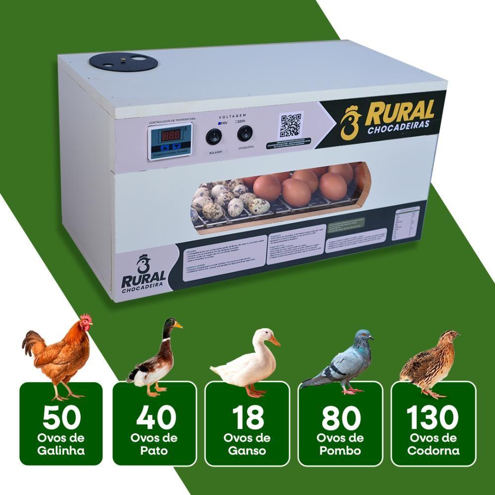 Chocadeira De Ovos 50 A 55 com Rolagem Automática e Ovoscópio, APP de Bônus - RURALCHOCADEIRAS