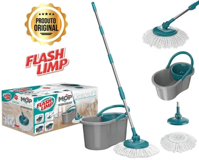 Mop Giratório Fit 360 Flash Limp Original Esfregão Microfibra