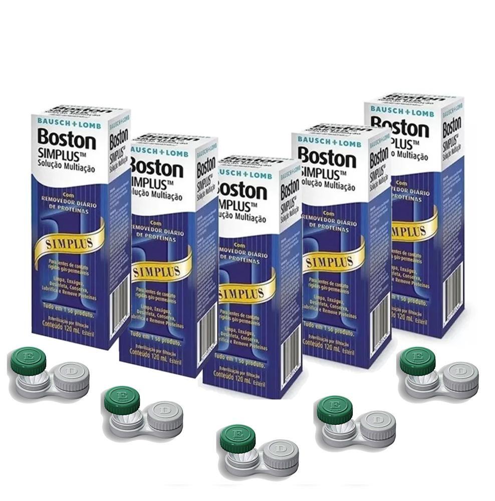 Boston Simplus 120ml Bausch + Lomb Solução Multiação Para Lentes Rígidas - 05 Caixas - Bausch & Lomb