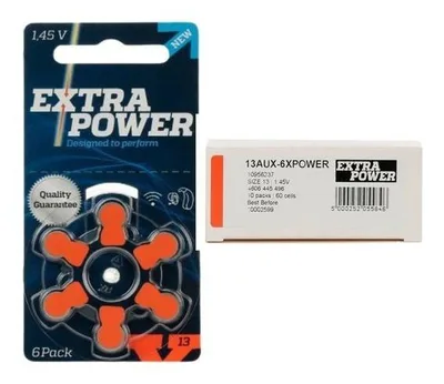 60 Pilhas Baterias 13 PR48 Aparelho Auditivo Extra Power 10 Cartelas C/ 6 Unidades