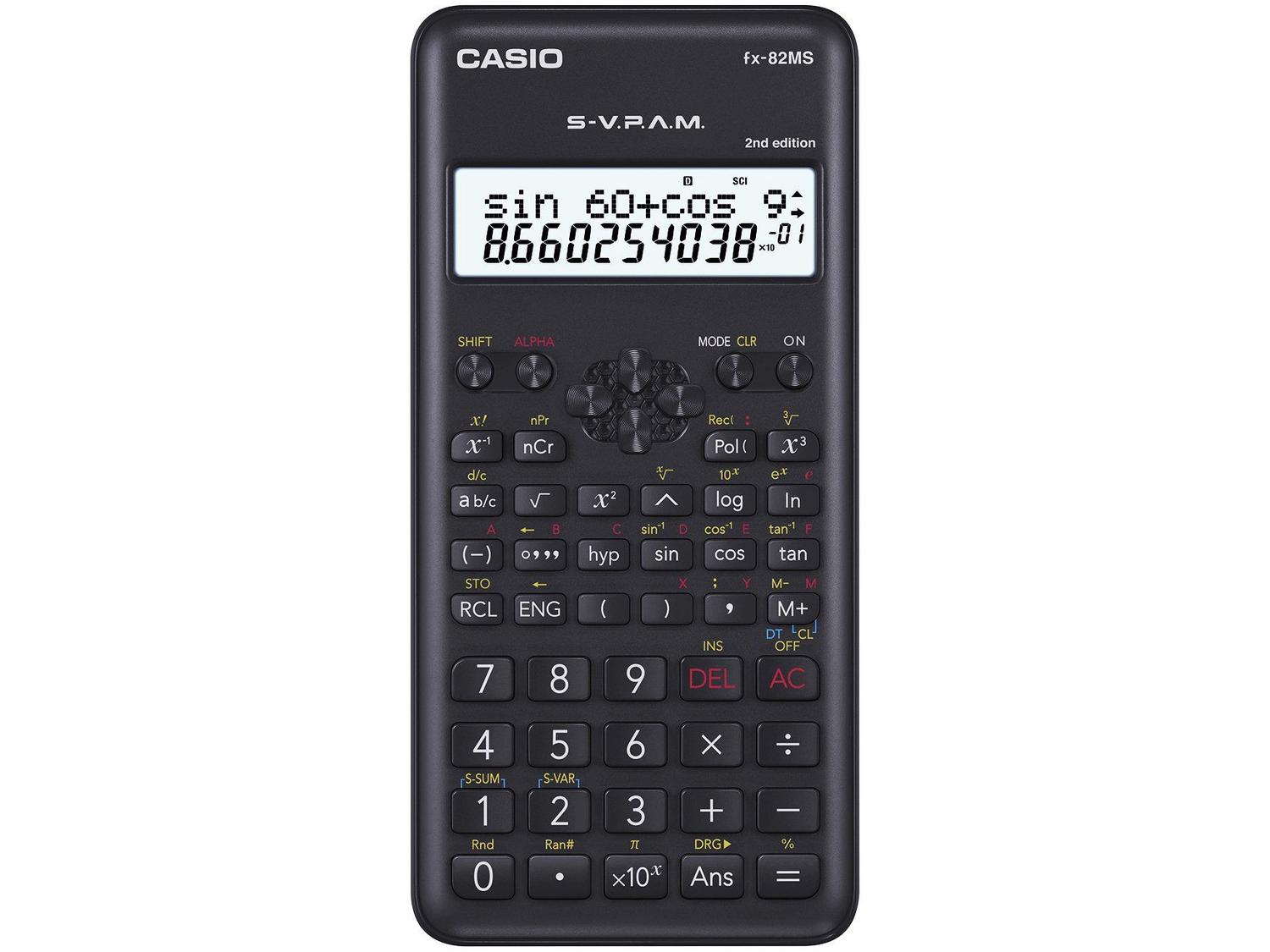 Calculadora Científica Original Casio FX-82MS DH 2nd Edition 240 Funções SVPAM Preta AAA