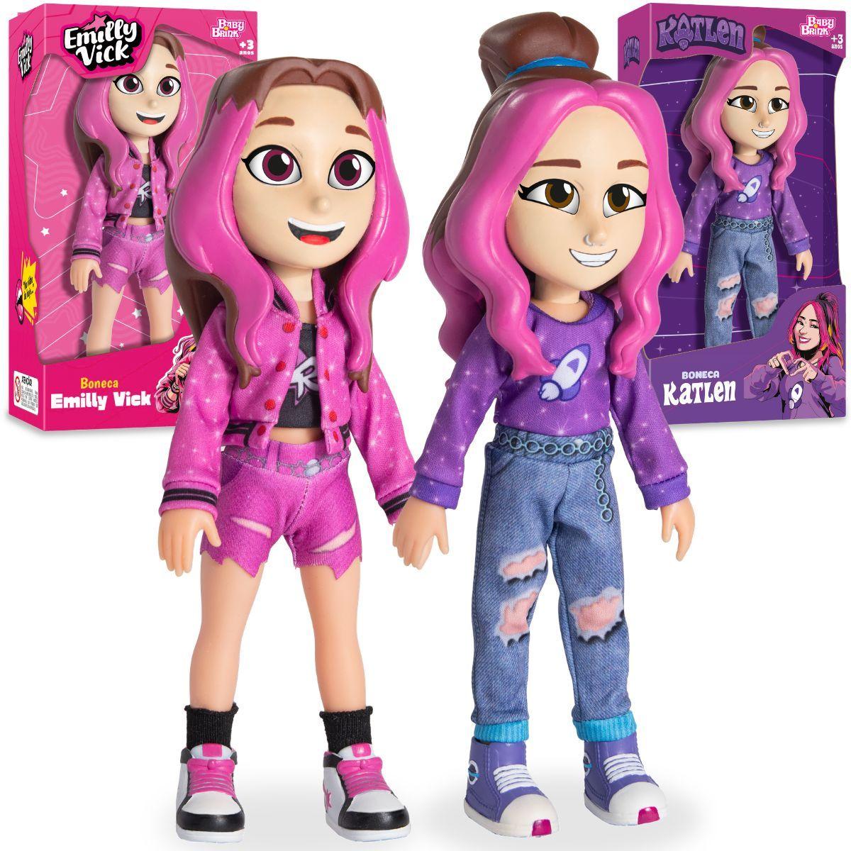 Kit Bonecas Emilly Vick e Katlen Youtuber Dos Rosa - Baby Brink