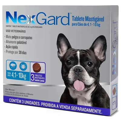 Antipulgas E Carrapatos Nexgard Para Caes De 4 a 10Kg Com 3 Tabletes - Boehringer Ingelheim