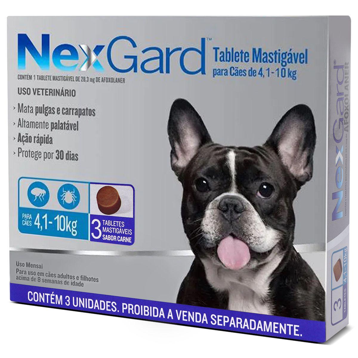 Antipulgas E Carrapatos Nexgard Para Caes De 4 a 10Kg Com 3 Tabletes - Boehringer Ingelheim