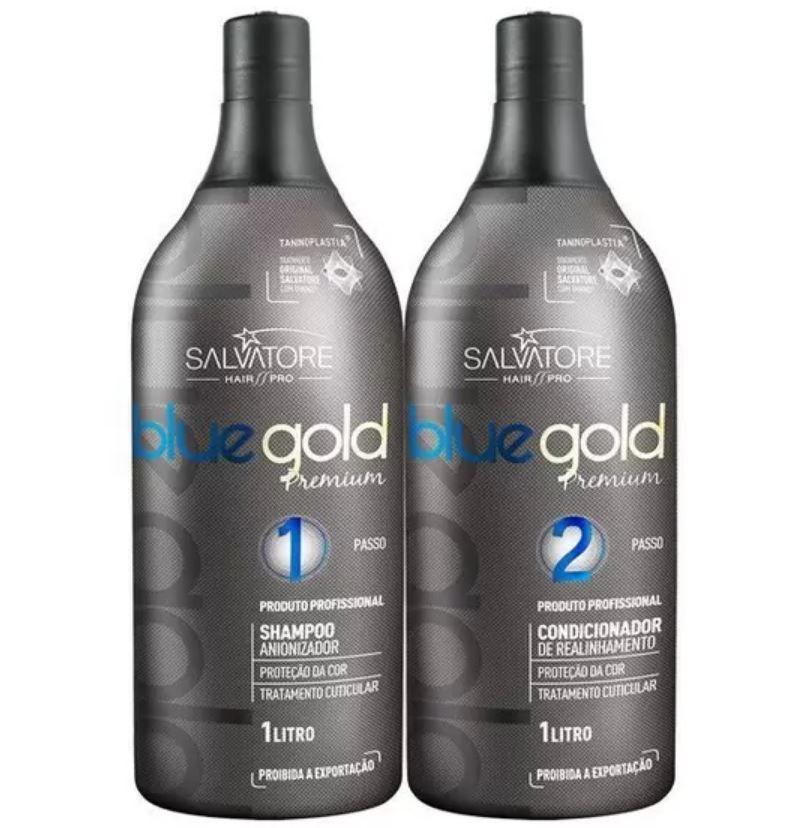 Kit Salvatore Blue Gold Premium TaninoPlastia (2x1 Litro) - Salvatore Cosméticos