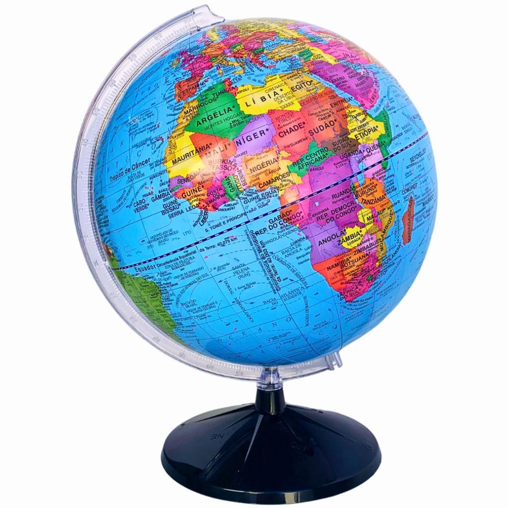 Globo Terrestre Político Giratório Mapa Mundi - 43cm altura - Libreria