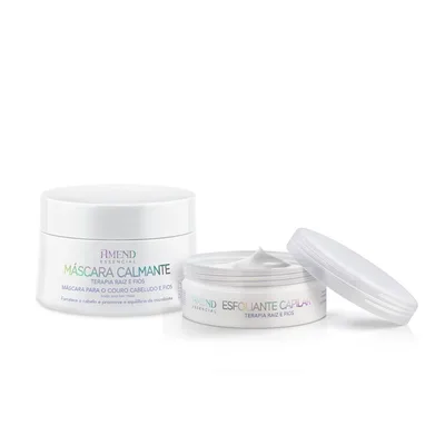 Kit Esfoliante Capilar e Máscara Calmante Para Couro Cabeludo Amend Terapia Raiz e Fios