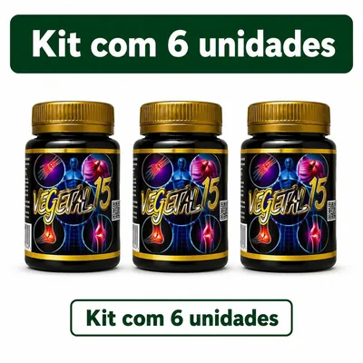 Kit 6 Vegetal 15 500mg 15 Cápsulas Suplemento Alimentar