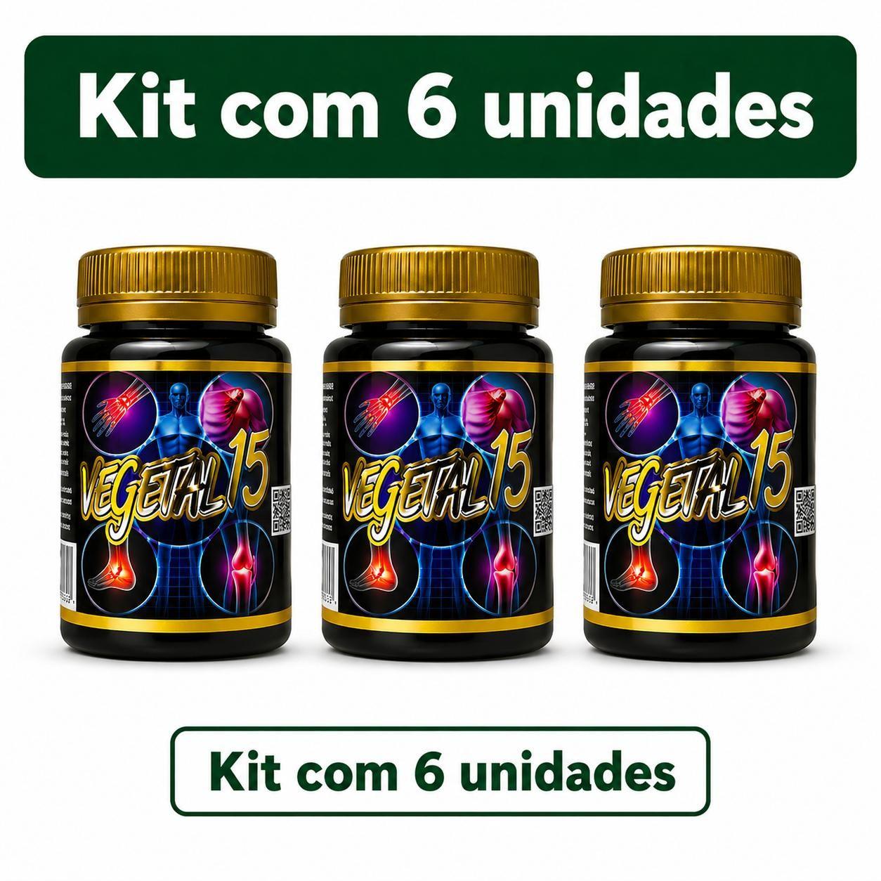 Kit 6 Vegetal 15 500mg 15 Cápsulas Suplemento Alimentar