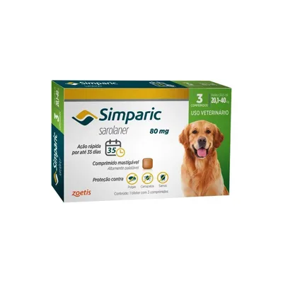 Simparic 80mg 20,1 A 40 kg 3 Comprimidos - Zoetis