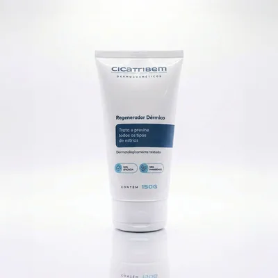 Creme Antiestrias Regenerador Dérmico Cicatribem 150g Anti Estrias Gestante Hidratante com Nanotecnologia Rosa Mosqueta e Óleo de Amêndoas