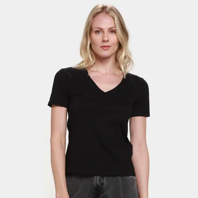 Camiseta Básica Hering Decote V Feminina